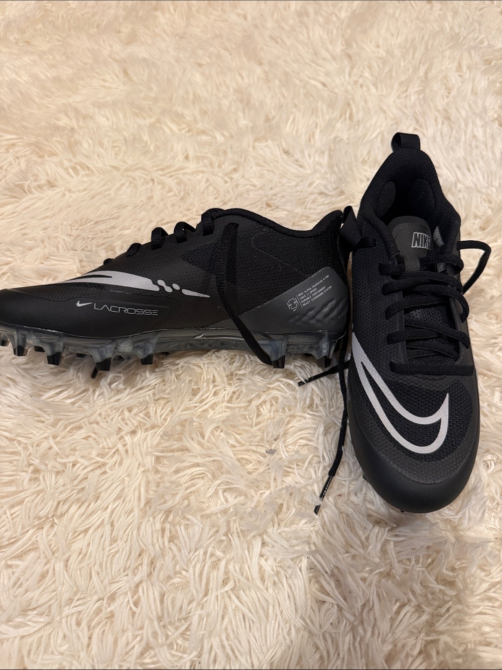 Nike alpha hurricane boys Black Lacrosse Cleats BRAND NEW